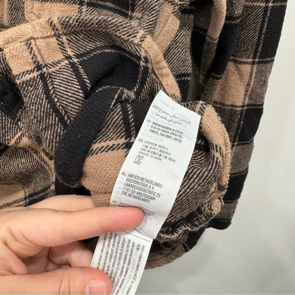 Hollister Loose Fit Button Down Long Sleeve Plaid Shirt Brown Tan - Picture 6 of 8